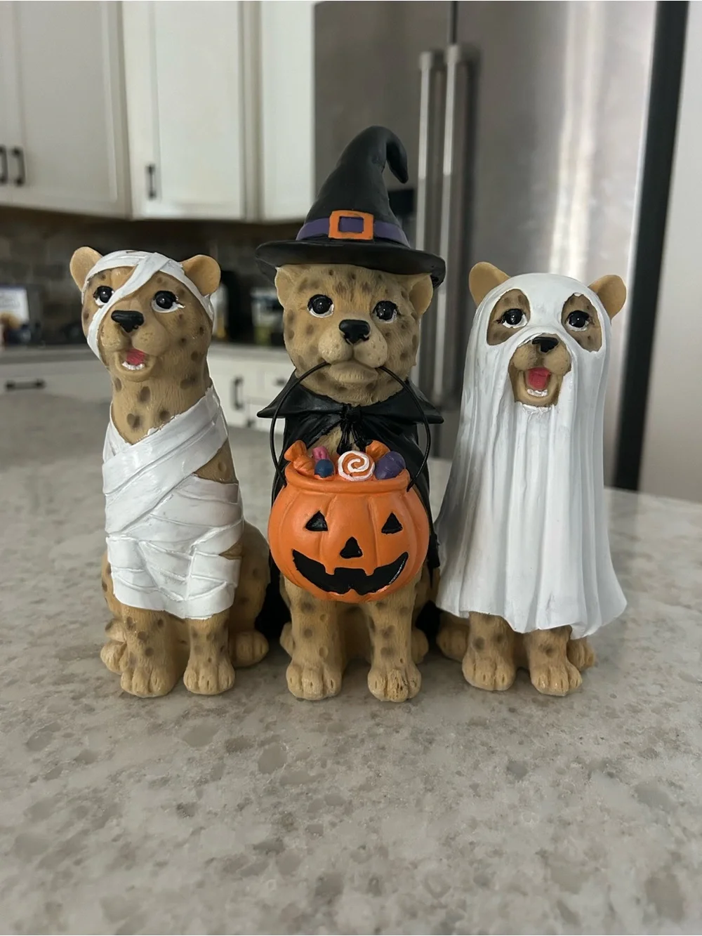 “New” Brown Leopard Trio-Mummy/ Witch/ Ghost